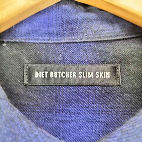 ダイエットブッチャースリムスキン DIET BUTCHER SLIM SKIN カットオフ加工オンブレチェック柄L/S シャツ メンズ